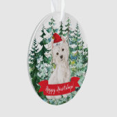 Prettig Howlidays Westie Hond Kerstmis Ornament (voorkant)