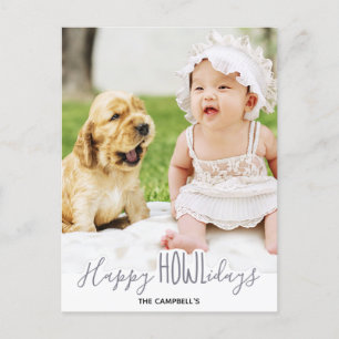Prettig HOWLidays Zilver Grijze Puppy Hond Dier Fo Feestdagenkaart