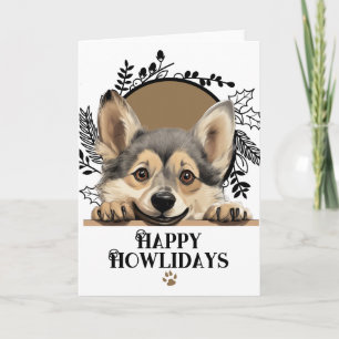 Prettig Howlidays Zweedse Vallhund Hond Kerstmis Feestdagen Kaart
