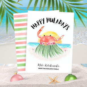 Prettig Huladagen Krab Strand Tropisch Kerstfeest Feestdagenkaart