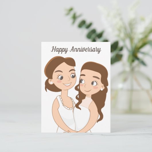 Prettig huwelijk jubileum Leuk Lesbisch Koppel Briefkaart (Staand voorkant)