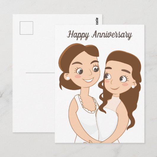 Prettig huwelijk jubileum Leuk Lesbisch Koppel Briefkaart (Voorkant / Achterkant)