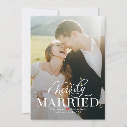 Prettig Huwelijk Pasgetrouwd Eerste Kerstkaart (Voorkant)