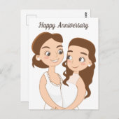 Prettig huwelijksjubileum, leuk lesbisch stel briefkaart (Voorkant / Achterkant)
