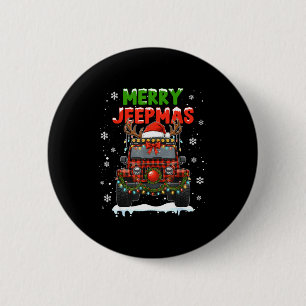 Prettig Jeepkerstfeest Lelijke Licht Rendier Kerst Ronde Button 5,7 Cm