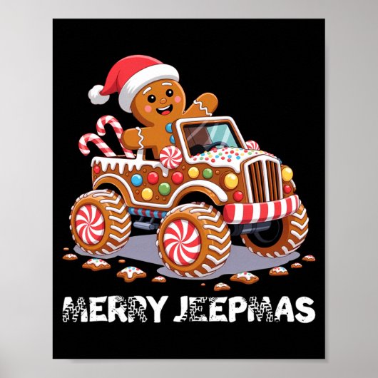 Prettig JeepKerstmis Lelijke Licht Rendier Kerstmi Poster (Voorkant)