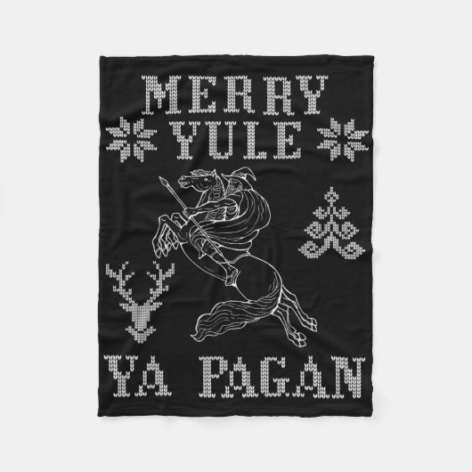 Prettig Joelfeest Jee Pagan Odin Op Sleipnir Vikin Fleece Deken (Voorkant)