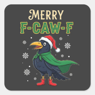Prettig K-Feu-F Grappig Kerstmis Raaf Kraai Kerstm Vierkante Sticker