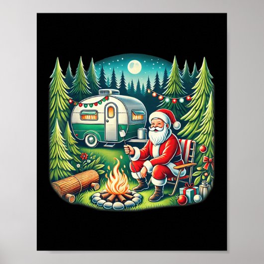 Prettig Kampkerstmis Kerstman Kampeerder Kampeerli Poster (Voorkant)