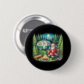 Prettig KampKerstmis Kerstman Kampeerder Kampeerli Ronde Button 5,7 Cm (Voorkant /achterkant)