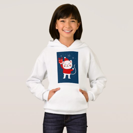 Prettig Katfeest – Witte Kat met Cadeau & Sinterkl (Voorkant volledig)