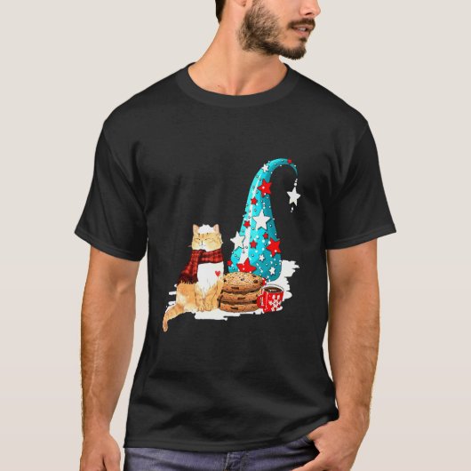 Prettig Katkerstfeest Kat Met Koekjes T-shirt (Voorkant)