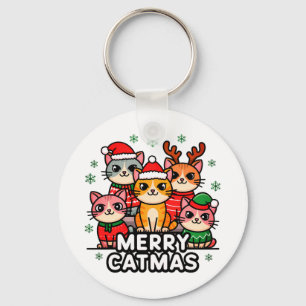 Prettig KatKerstmis Grappig Kerstfeest Sleutelhanger