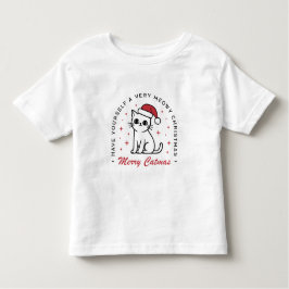 Prettig KatKerstmis Kerstmis schattige kat wensen Kinder Shirts