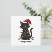 Prettig Katmas Grappig Kerstmis Feline Kat Liefheb Kaart (Staand voorkant)