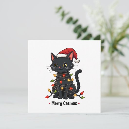 Prettig Katmas Grappig Kerstmis Feline Kat Liefheb Kaart (Staand voorkant)