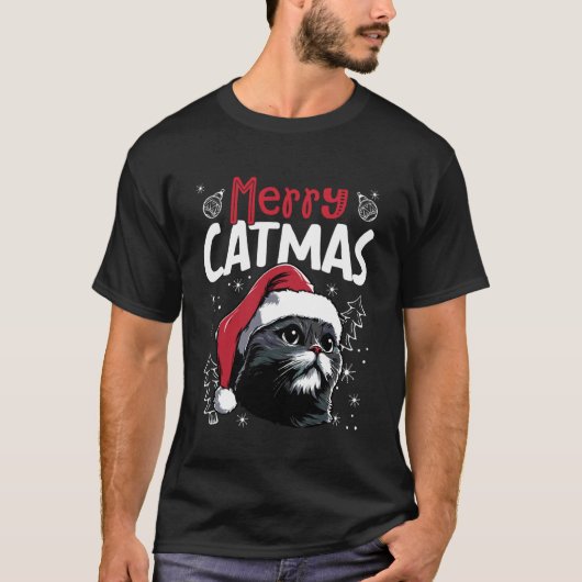 Prettig Katmas Grappige Kerstkat T-shirt (Voorkant)