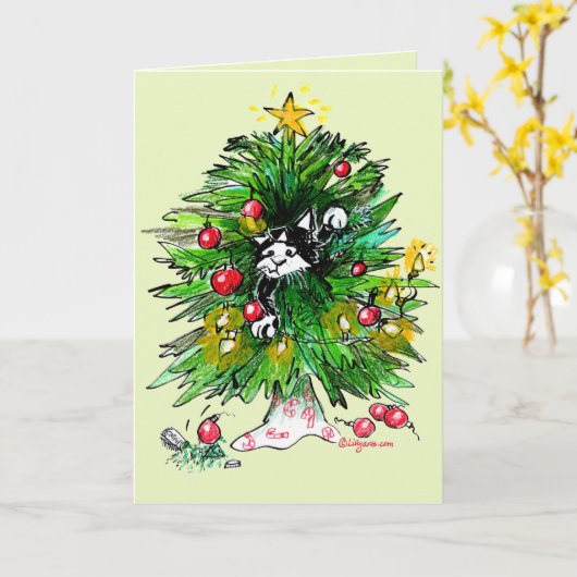 Prettig Kattenkruid Kerstfeest! Kaart (Gele Bloem)