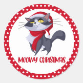 Prettig Kattig Kerstmijter Kerststicker Ronde Sticker (Voorkant)