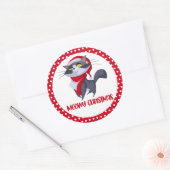Prettig Kattig Kerstmijter Kerststicker Ronde Sticker (Envelop)
