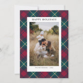 Prettig Kerst 2 Foto's Fun Plaid Eenvoudig Klassie Feestdagenkaart (Voorkant)