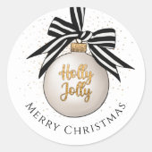 Prettig Kerst Bal Wit Zwart Ronde Sticker (Voorkant)