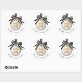 Prettig Kerst Bal Wit Zwart Ronde Sticker (Vel)