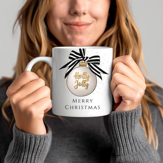 Prettig Kerst Bal Zwart En Wit Koffiemok