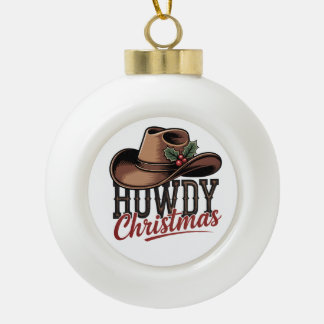 Prettig Kerst Cowboyhoed – Westerse Kerstversierin Keramische Bal Ornament