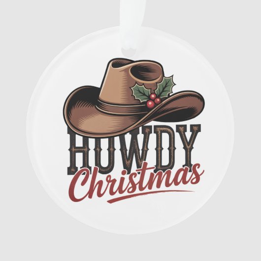 Prettig Kerst Cowboyhoed – Westerse Kerstversierin Ornament (voorkant)