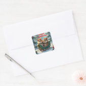 Prettig kerst eekhoorns vierkante sticker (Envelop)