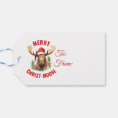 Prettig Kerst-Eland Funny Christmas Eland Cadeaulabel (Achterkant Horizontaal)