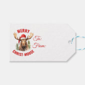 Prettig Kerst-Eland Funny Christmas Eland Cadeaulabel (Voorkant (Horizontaal))