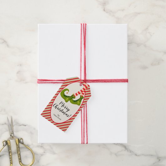 Prettig kerst Elf  Cadeaulabel (Met Touw)