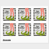 Prettig Kerst Elf Legs Vierkante Sticker (Vel)