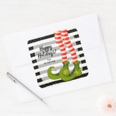 Prettig Kerst Elf Legs Vierkante Sticker (Envelop)