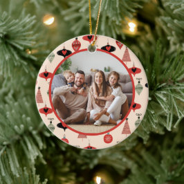 Prettig Kerst Familie Foto Kerstmis Keramisch Ornament