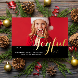 Prettig Kerst Familie Foto Modern Schrift Folie Uitnodiging