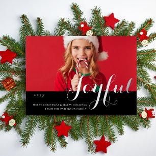 Prettig Kerst Familie Foto Modern Schrift Folie Uitnodiging