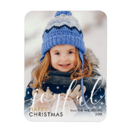Prettig Kerst Foto Modern Schrift Vrolijk Chic Magneet