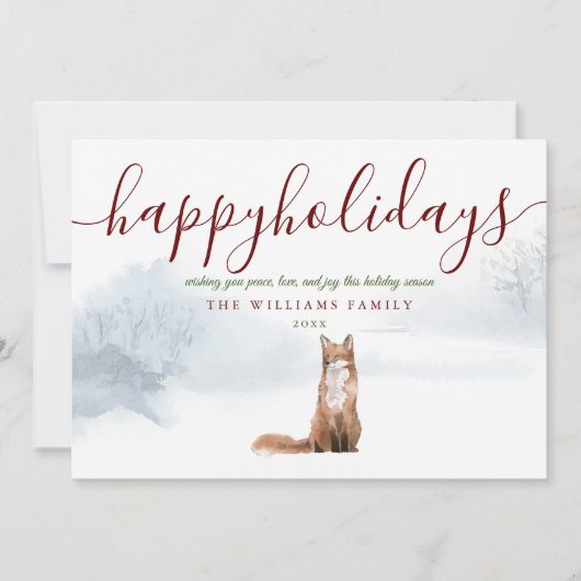 Prettig Kerst Foto Winter Vos Kerstmis Feestdagenkaart (Voorkant)