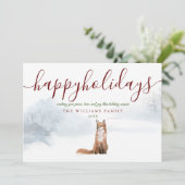 Prettig Kerst Foto Winter Vos Kerstmis Feestdagenkaart (Staand voorkant)