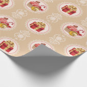 Prettig Kerst Geschenk Ornament Cupcake Suikerstok Cadeaupapier (Hoek)