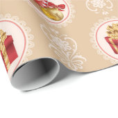 Prettig Kerst Geschenk Ornament Cupcake Suikerstok Cadeaupapier (Rol Hoek)