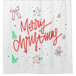Prettig Kerst Gingerbread Design. Douchegordijn