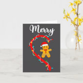 Prettig Kerst Gingerbread Koppel Kerst Pyjama Ma Kaart (Gele Bloem)