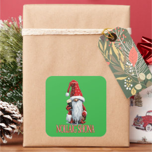 Prettig Kerst Gnome met een Glas Iers Droog Vierkante Sticker