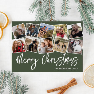 Prettig Kerst Groen Foto Collage Feestdagenkaart