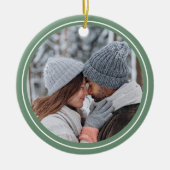 Prettig Kerst Groen Foto Keramisch Ornament (Voorkant)