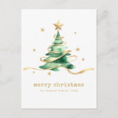 Prettig Kerst Groen Goud Feestdagenkaart (Voorkant)